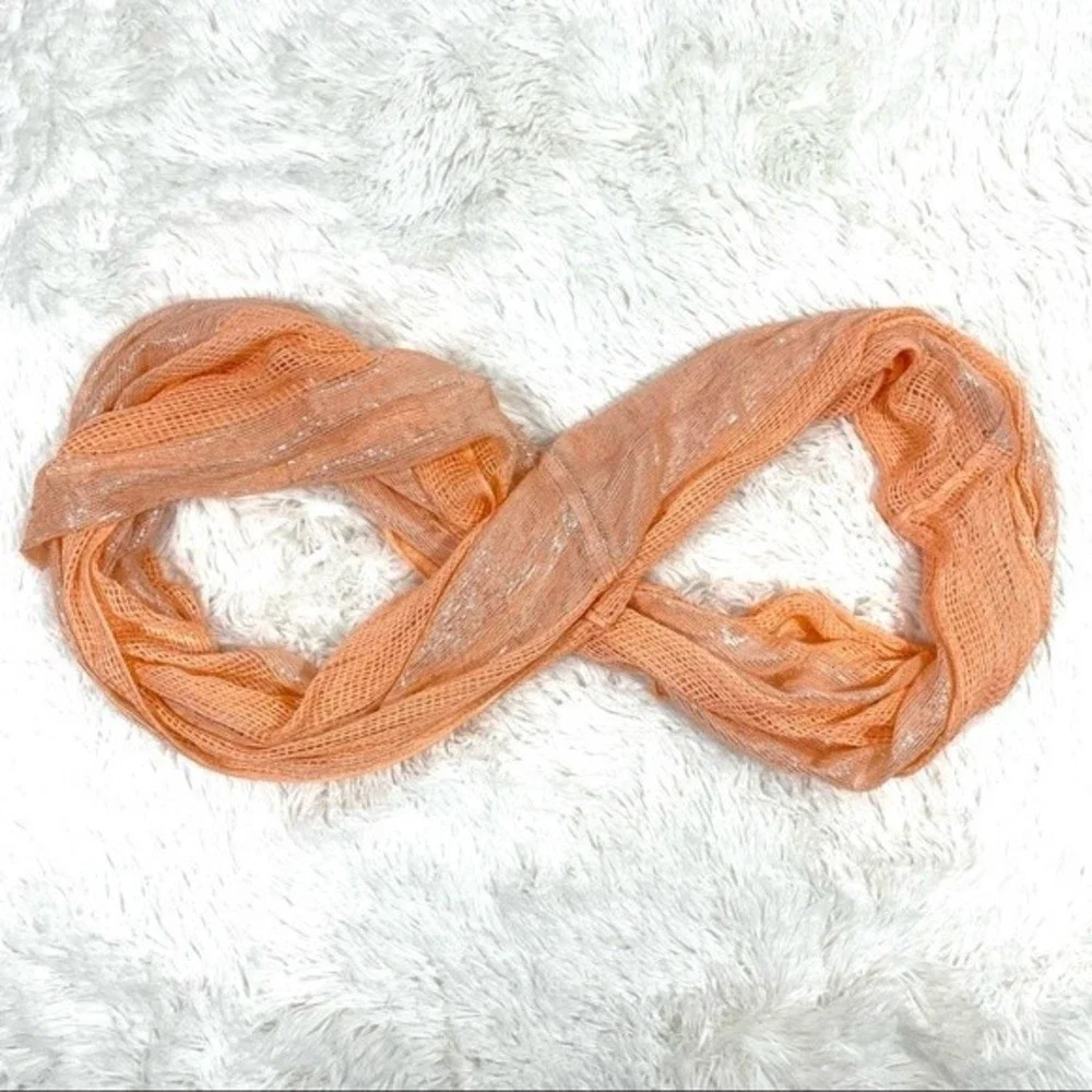 Peach & Silver Shimmer Gauzy Infinity Scarf